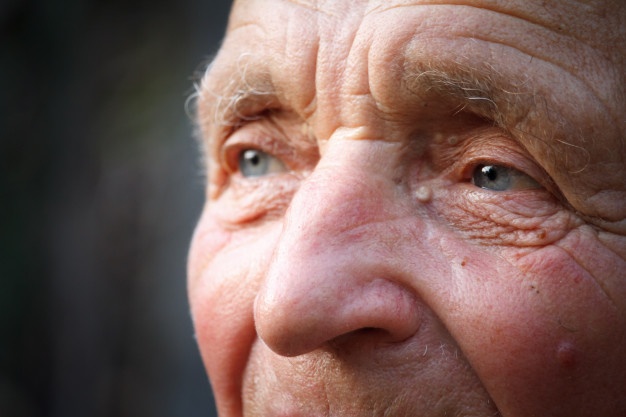 Close up of an older mans face